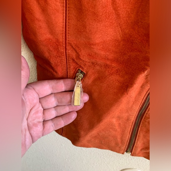 Moto Vintage Orange Suede Jacket 🌴 - Picture 5 of 15